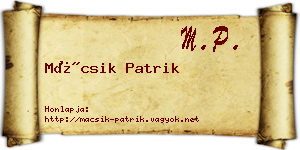 Mácsik Patrik névjegykártya