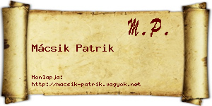 Mácsik Patrik névjegykártya